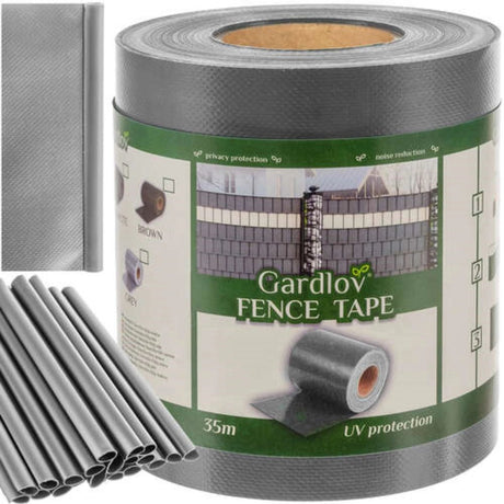 Clôture en osier Gardlov - 19 cm x 35 m - qualité premium - gris