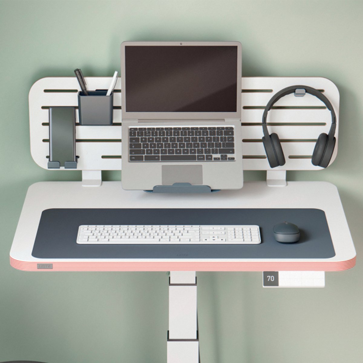 Leitz grand sous-main en cuir 70x36 cm - cuir recyclé - antidérapant - pour clavier souris - gris foncé