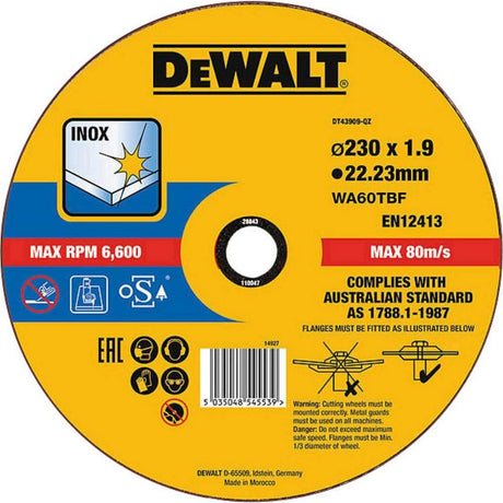 Dewalt dt43909 disque à tronçonner acier inoxydable 230mm
