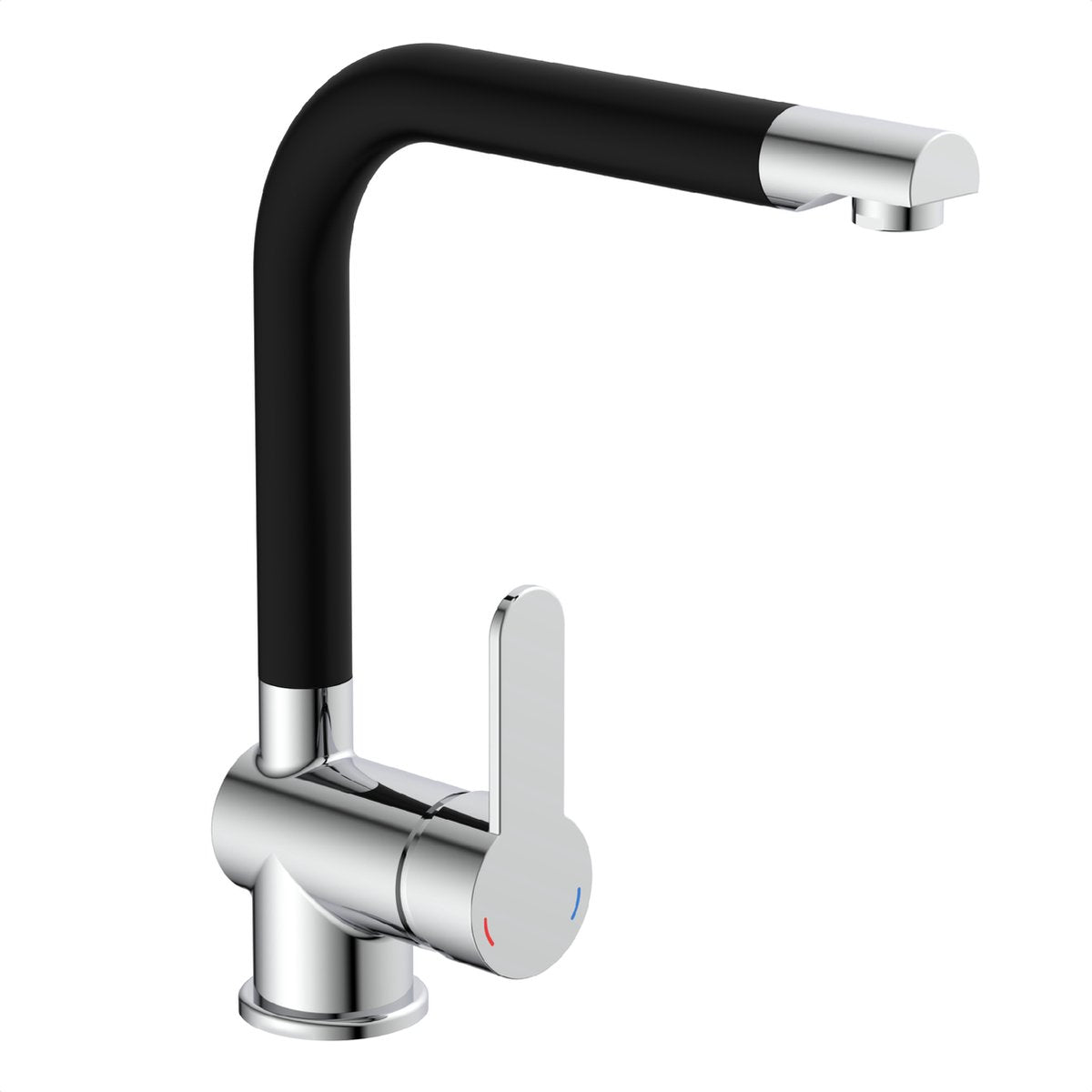 Robinet de cuisine Schütte rio design - mitigeur - bec haut et pivotant - poignée latérale - chrome noir