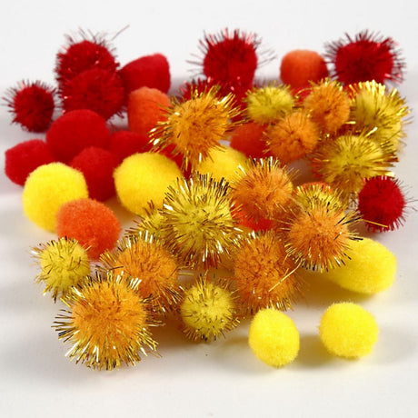 Société créative https: www.ccobby.nl pompons-d-15-20-mm-orange-red-yellow-48-piece-1-box