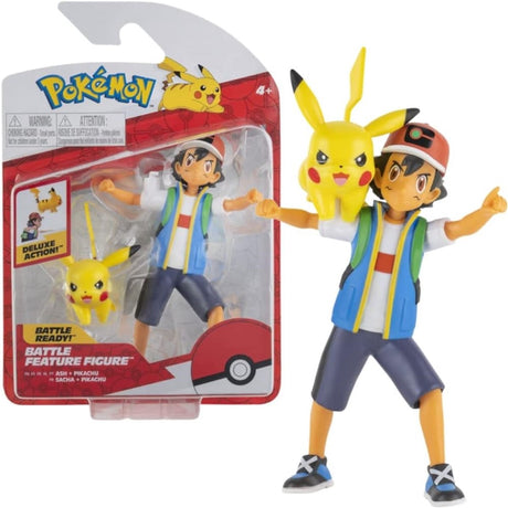 Figurine de combat Pokémon Jazwares - Ash Pikachu