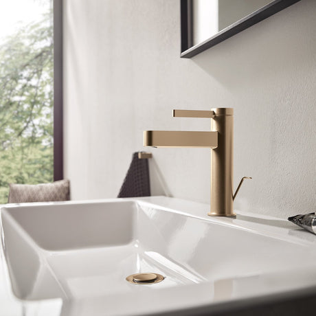 Hansgrohe finoris - mitigeur de lavabo - commande monocommande - démarrage à froid à économie d'énergie - avec vidage - 110 mm - bronze brossé