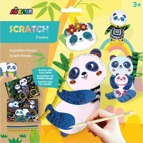Avenir scratch and craft - pandas - avec cure-pipes - jeu créatif - 3+