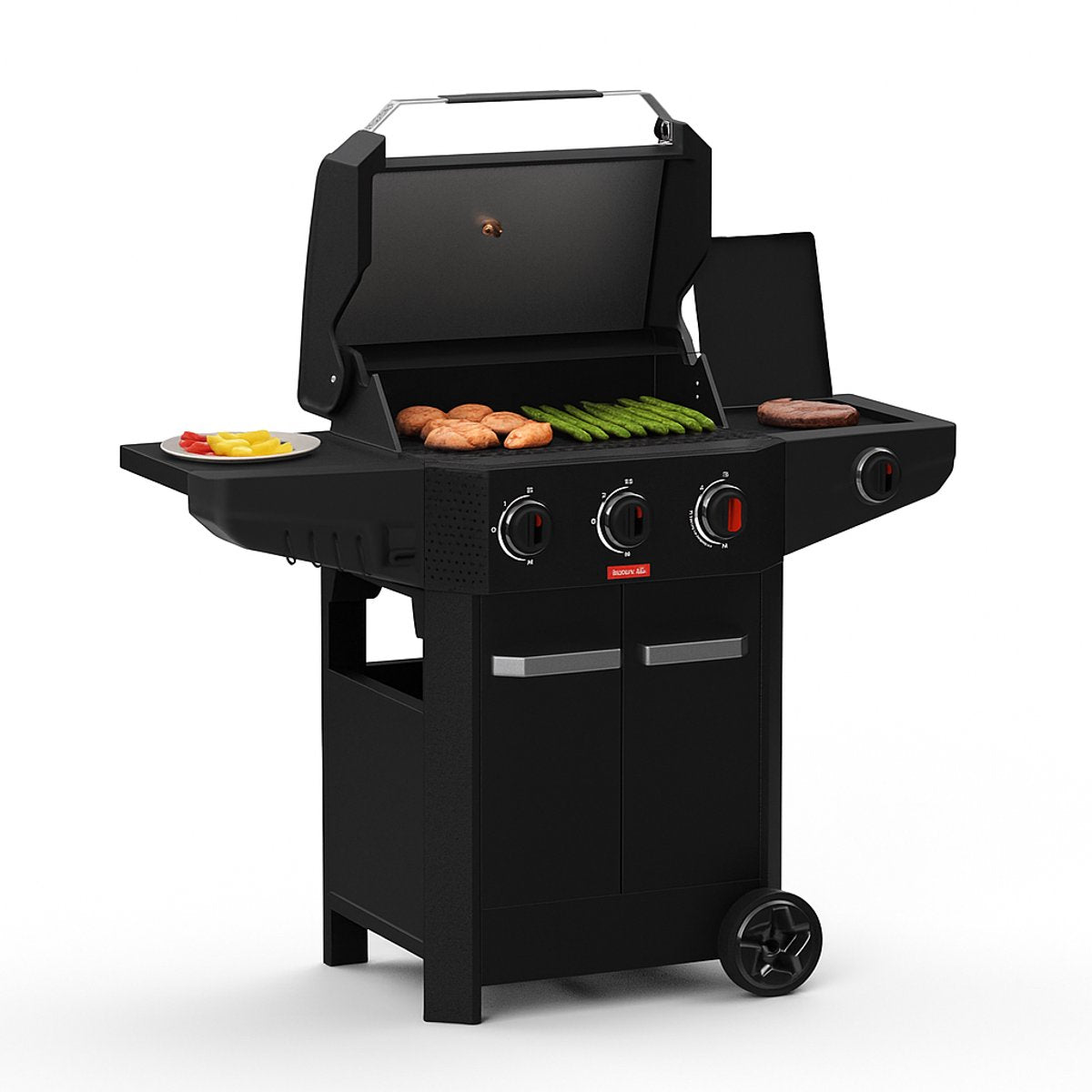Barbecue à gaz Barbecook luca 312 avec meuble et brûleur latéral noir 133,4x60,3x112,3cm