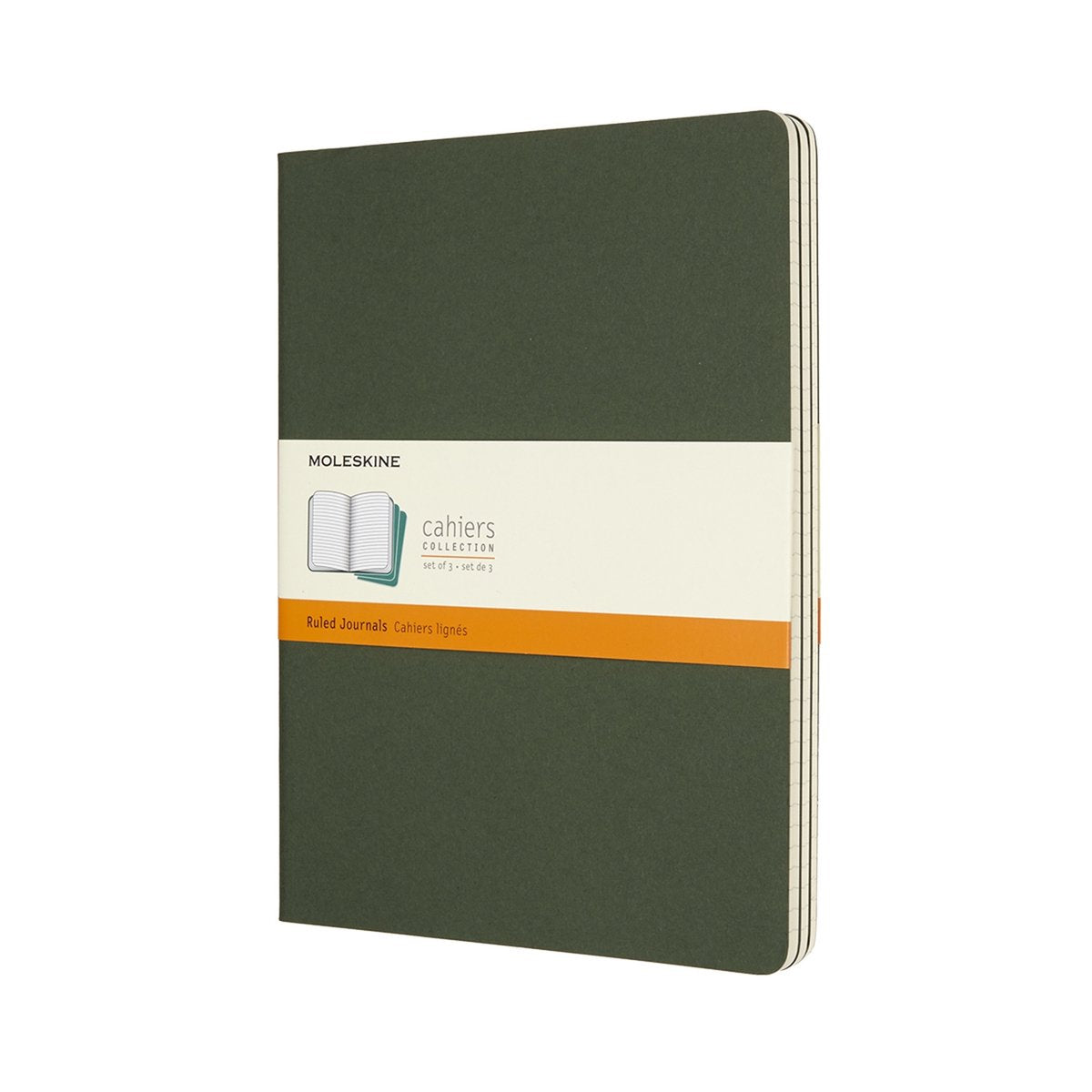 Carnets Moleskine - extra larges - lignés - vert - lot de 3