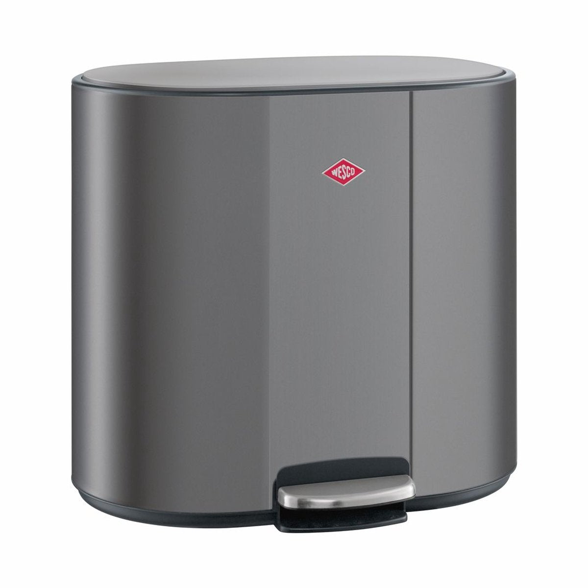 Wesco multicollector 3 poubelle tri des déchets (1x25 litres, 2x12 litres) | 49 litres | métal - graphite mat | poubelle à pédale avec fermeture amortie et filtre anti-odeurs