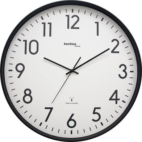 Technoline wt 8998 - horloge murale - analogique - ronde - cadre en plastique - affichage de l'heure radio-piloté - chiffres - noir - blanc - ∅ 50,5 cm