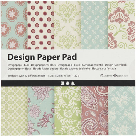 Société créative https : www.ccobby.nl design-paper-block-sheet-15-2x15-2-cm-120-gr-mint-green-purple-50-sheet-1-box