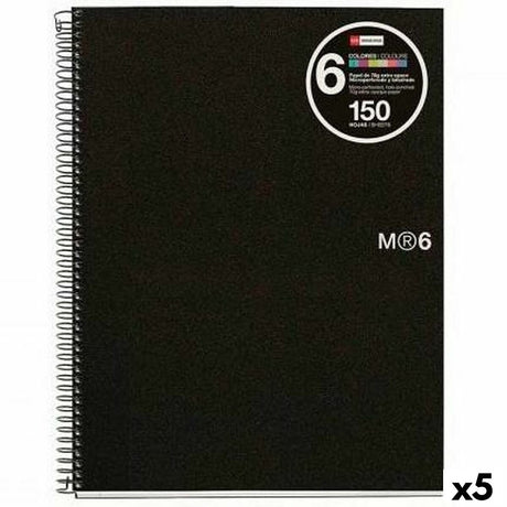 Miquelrius livre sur les anneaux noir a5 150 feuilles (5 pièces)