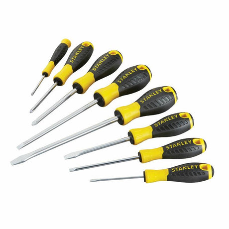Stanley essential - jeu de tournevis - 8 pièces - acier - poignée ergonomique