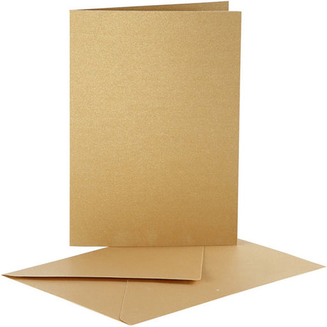 Cartes et enveloppes en nacre Creativ company, format carte 10,5x15 cm, format enveloppe 11,5x16,5 cm, or, 10 jeux 1 boîte