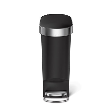 Poubelle à pédale en plastique mince Simplehuman - 40 litres - avec rebord de poche - plastique noir