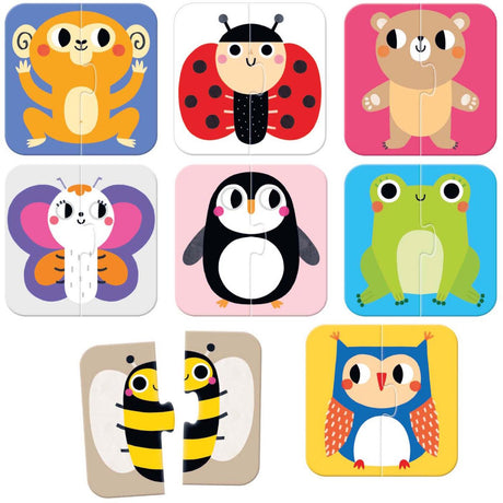 Panda banane - puzzle à emporter demi-animaux - 16 pcs.
