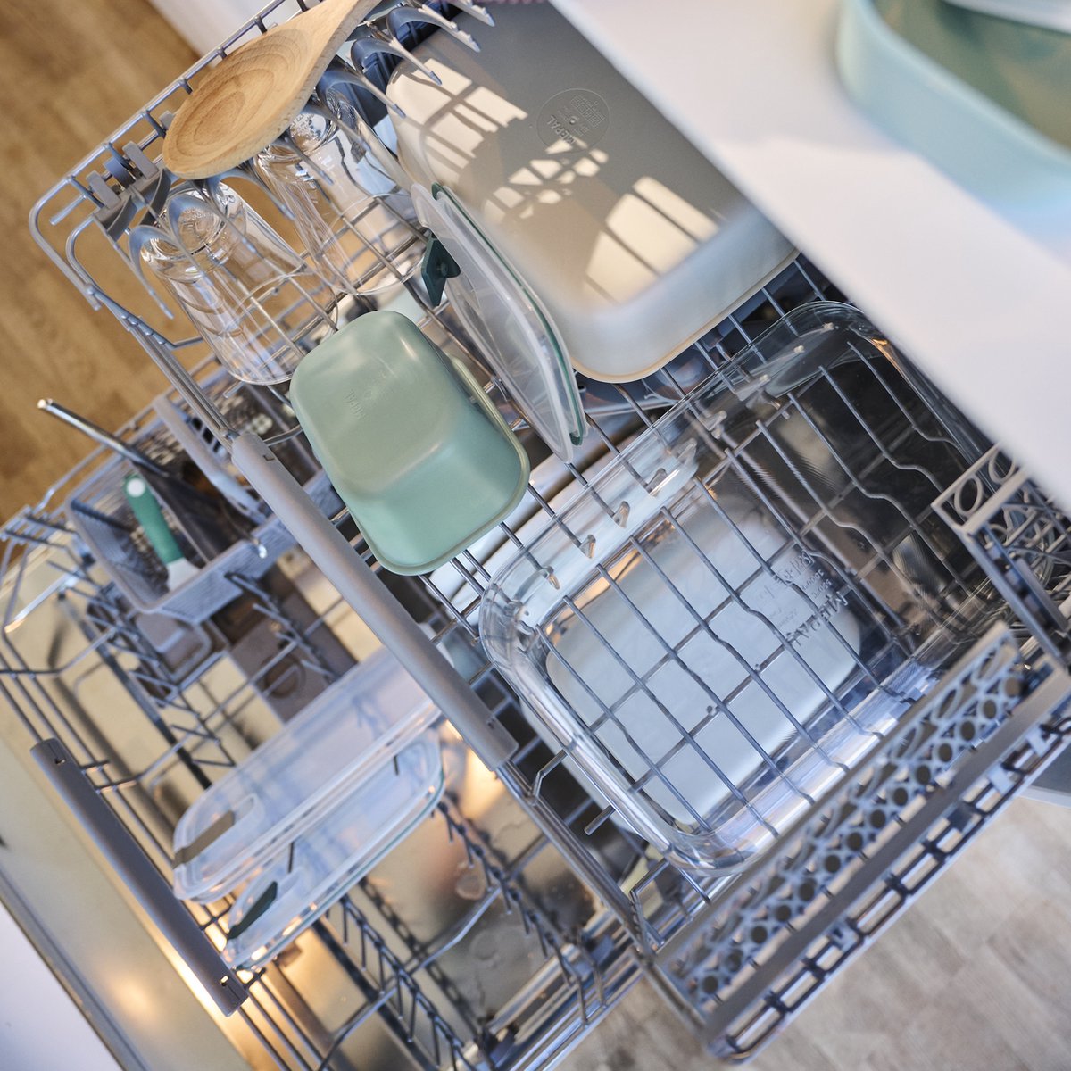 Mepal récipient alimentaire en verre easyclip - 1,5 l - plat allant au four - sauge nordique
