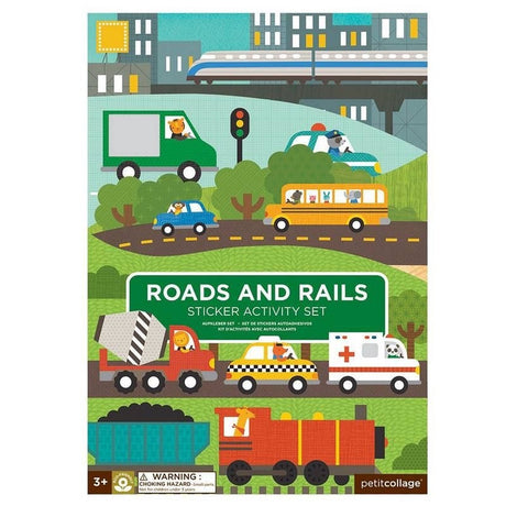 Petit livre d'autocollants collage - routes rails |