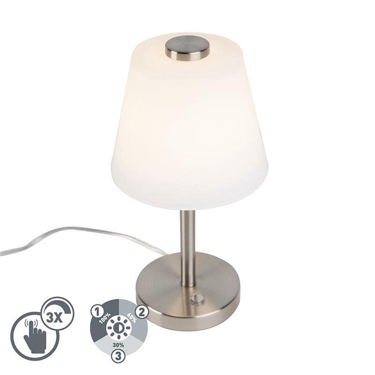 Trio émeraude - lampe de table - nickel mat - incl. 1x SMD 4,5 W - tactile en 4 étapes
