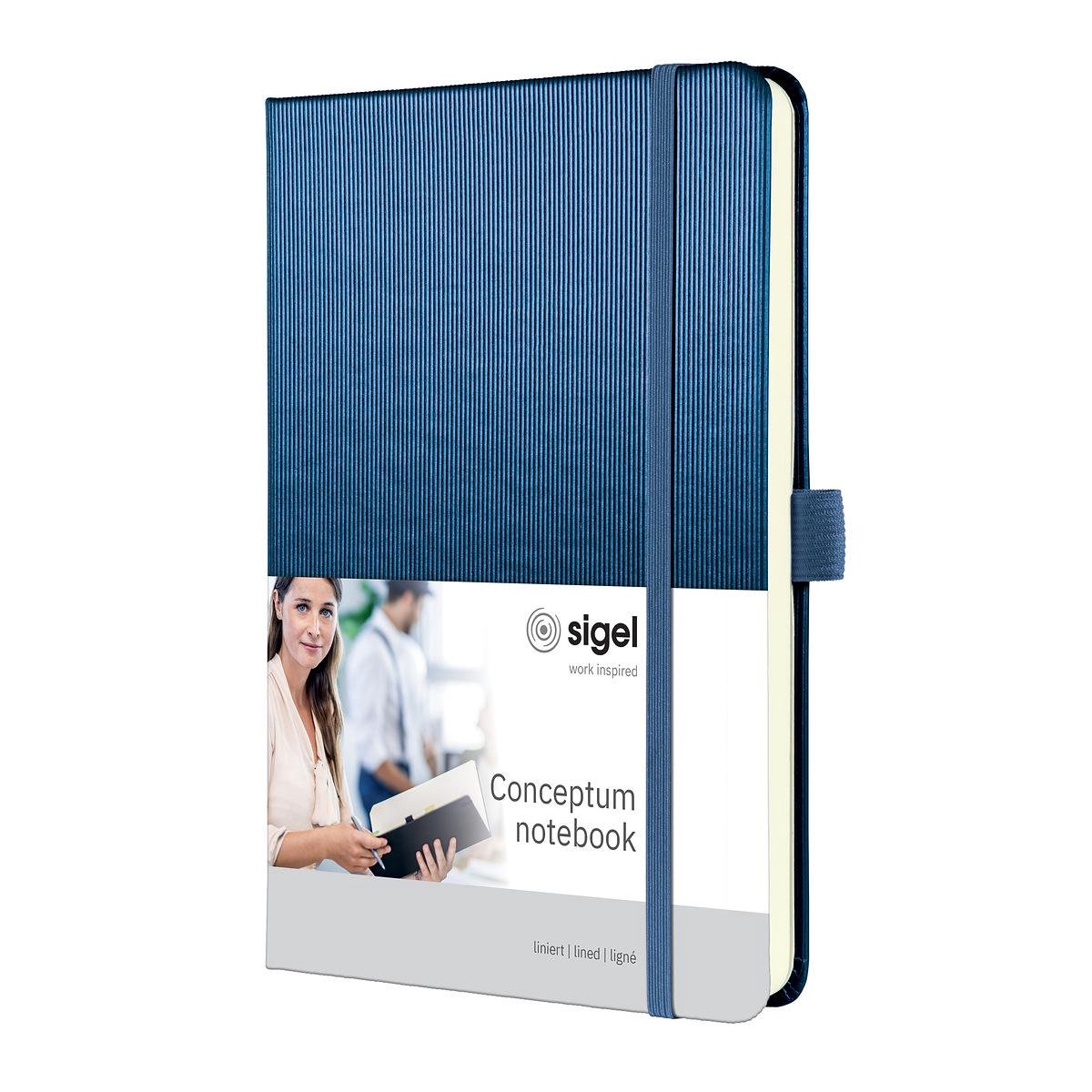 Carnet Sigel a5 - conceptum - bleu métallisé - line - couverture rigide - si-co403