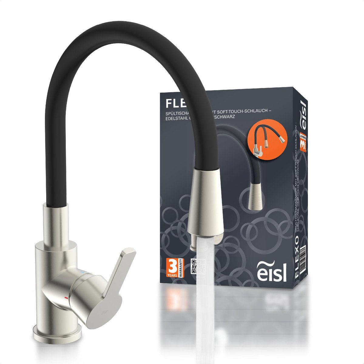 Mélangeur de cuisine Eisl flexo - aspect acier inoxydable - noir