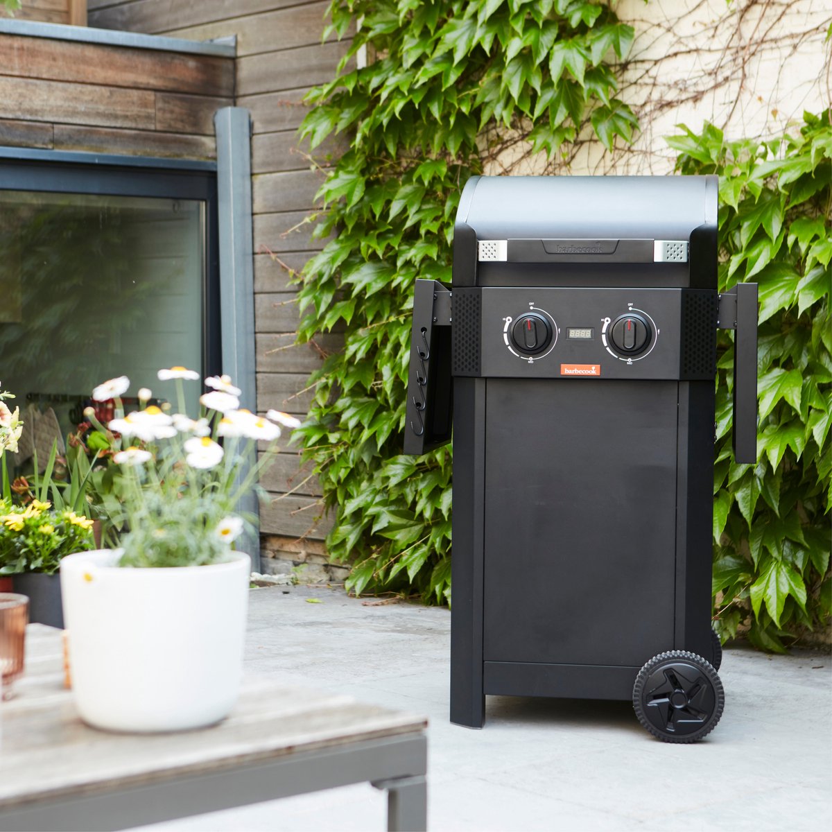 Barbecue électrique Barbecook e-luca avec tables d'appoint pliantes noir 121,4x60,3x112,3cm