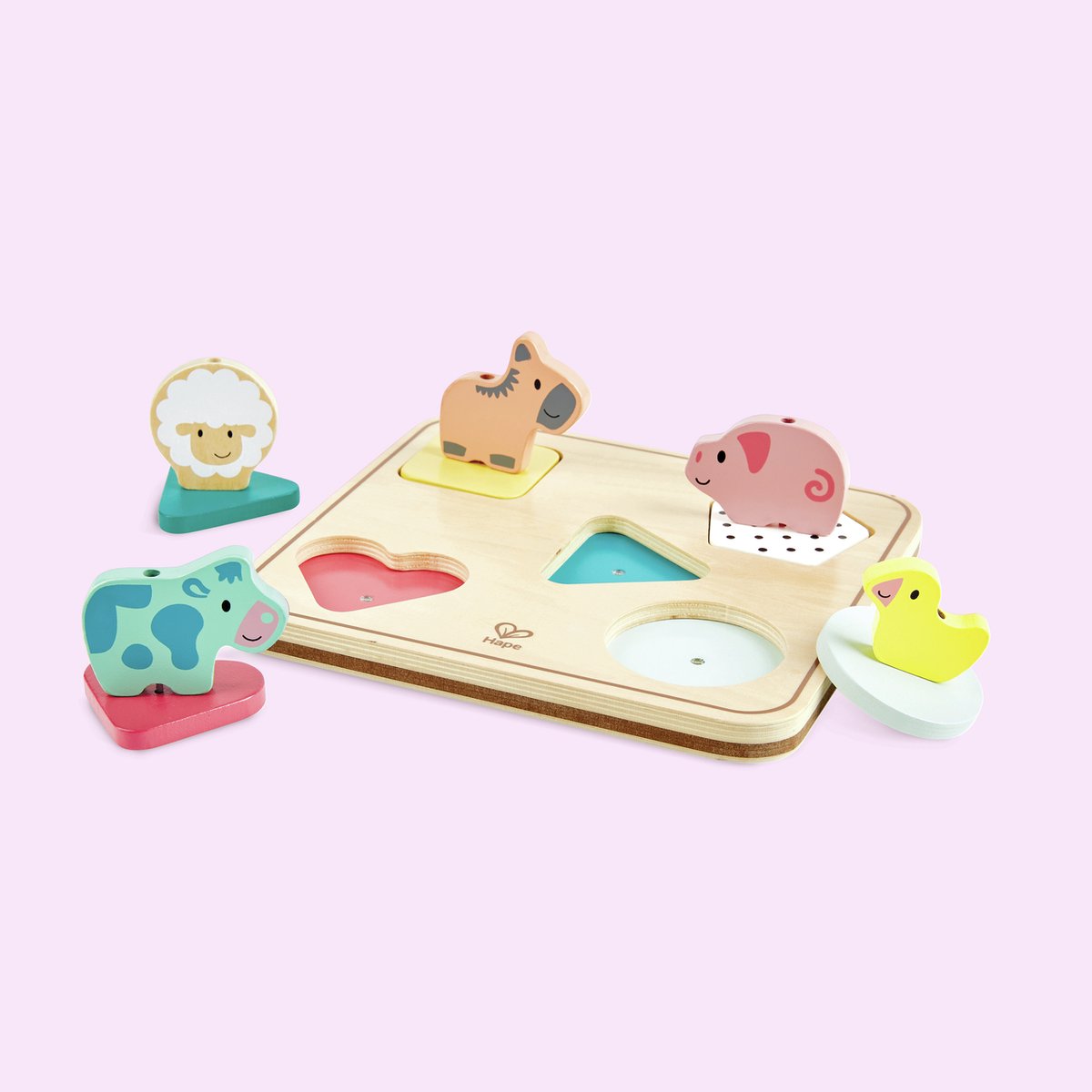 Hape Farm Animals Sound Puzzle – Puzzle en bois avec sons d'animaux, 12 pièces, à partir de 18 mois