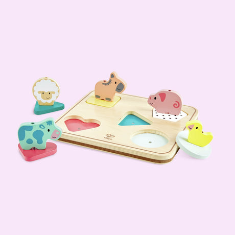 Hape Farm Animals Sound Puzzle – Puzzle en bois avec sons d'animaux, 12 pièces, à partir de 18 mois