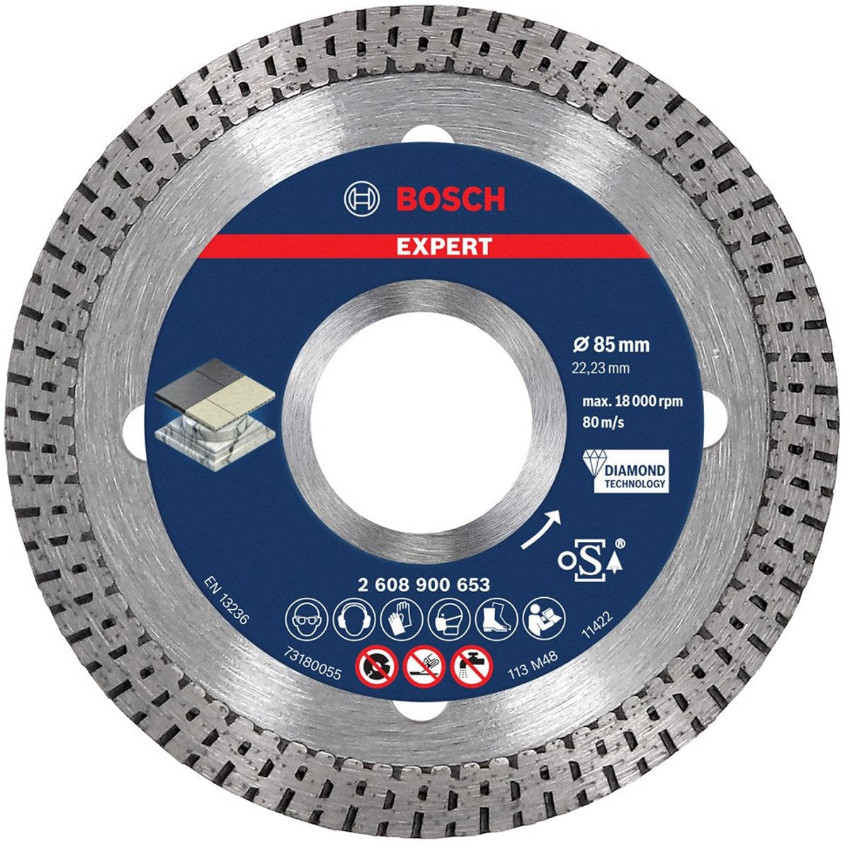 Disques à tronçonner diamantés céramique dure Bosch Expert 85 x 22,23 x...