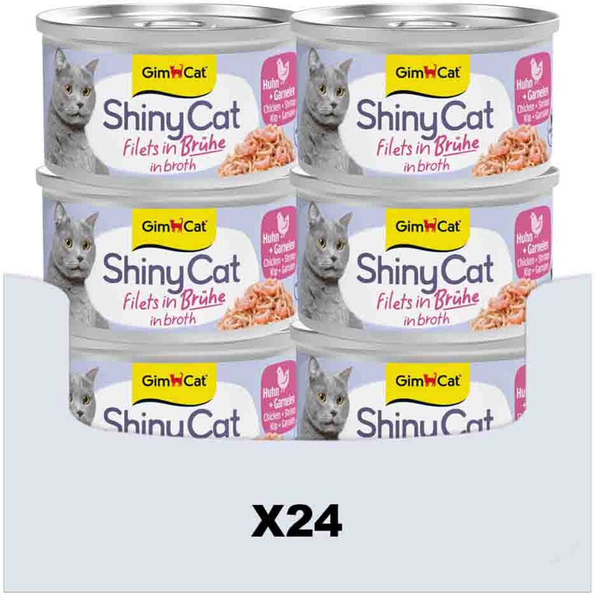 Gimcat 24 x 70 g - filets de Shinycat en gelée poulet + crevettes