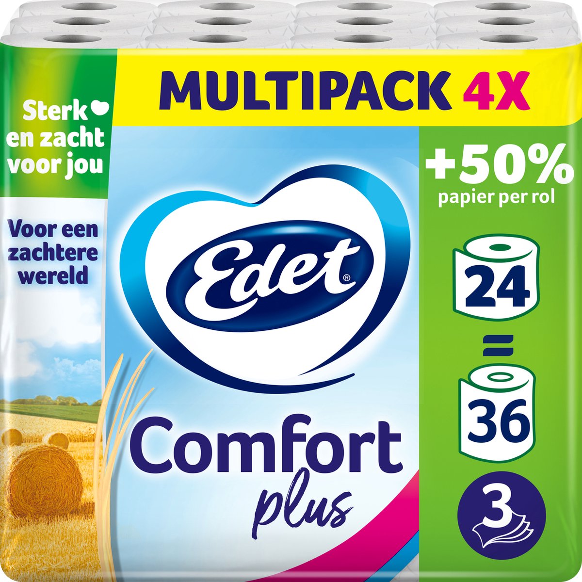 Papier toilette Edet confort plus - 3 couches - 24 maxi rouleaux = 36 rouleaux