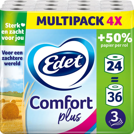 Papier toilette Edet confort plus - 3 couches - 24 maxi rouleaux = 36 rouleaux