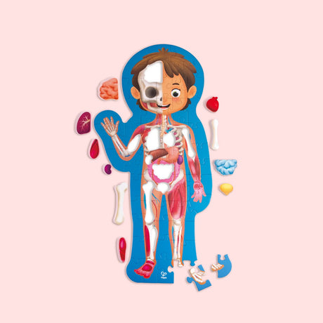 Puzzle corps humain Hape - Puzzle d'anatomie 61 pièces avec organes 3D et poster, à partir de 3 ans