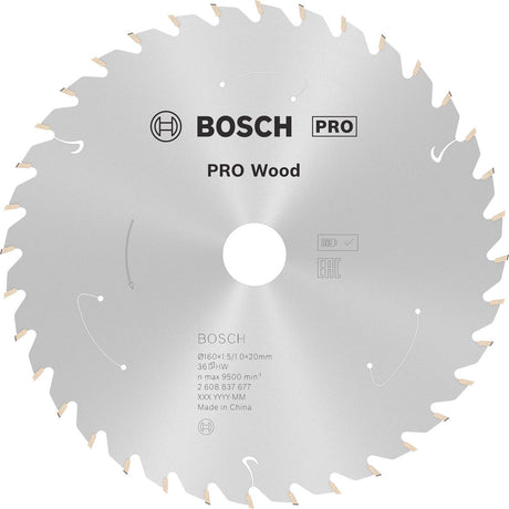 Lame de scie sans fil Bosch pro wood pour scies circulaires 160 x 1,5 x 20 mm - ...