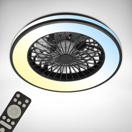 Briloner fantus - ventilateur de plafond avec éclairage - plafonnier LED avec ventilateur - lampe ventilateur dimmable - 5 vitesses - ø48,5cm - noir