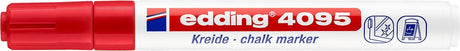 Marqueur craie Edding 4095 rond 2 - 3 mm à base d'eau rouge