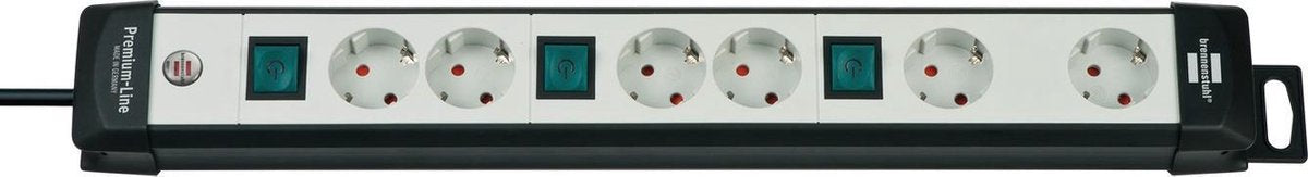Brennerstuhl multiprise technologie premium-line 6 prises noir gris clair 3m h05vv-f 3g1.5 commutable 2 voies spécialement aménagé pour les fiches adaptateurs - 1951560600