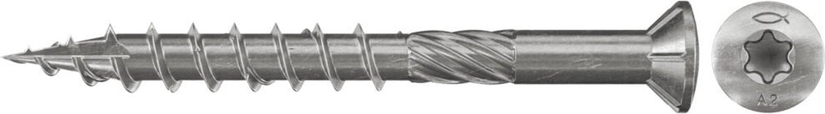 Vis de terrasse Fischer 5 x 60 mm - acier inoxydable A2 - filetage partiel - enregistrement tx - tête fraisée - 150 pièces
