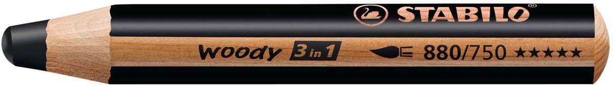 Stabilo Woody 3 en 1 - crayon de couleur multi-talents - noir