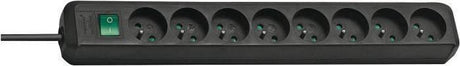 Prise eco-line Brennerstuhl avec interrupteur 8 prises noir 3m h05vv-f 3g1.5 *fr*