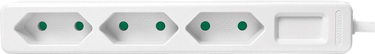 Multiprise Logilink avec 3 contacts non mis à la terre blanc - 1,5 mètres