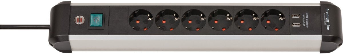 Brennerstuhl multiprise premium-alu-line avec USB 6 prises 3m h05vv-f 3g1.5 - 1391030610