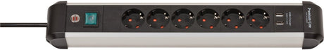 Brennerstuhl multiprise premium-alu-line avec USB 6 prises 3m h05vv-f 3g1.5 - 1391030610