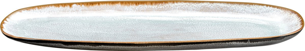 Médard de noblat - shadow aqua - grand bol ovale 35,5 x 14 cm - 2 parties - grès