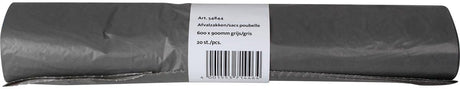 Sac poubelle Q-connect 25 microns, ft 60 x 90 cm, 60-65 litres, gris, rouleau de 20 pièces