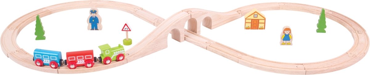 Voie ferrée en bois Bigjigs - - en forme de 8 - 26 pièces
