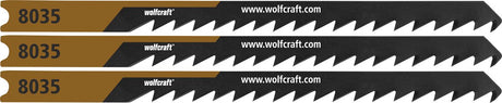 Wolfcraft - 3 lames de scie sauteuse pour bois tendres - coupe fine courbée - lame HCS avec tige en U - idéale pour bois tendres et MDF - 8035000