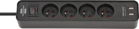 Brennerstuhl multiprise ecolor avec USB 4 prises 1,5m h05vv-f3g1.5 noir *fr*