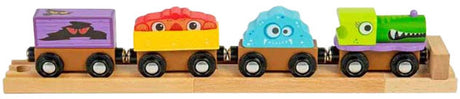 Train monstre en bois Bigjigs, 4 pcs.