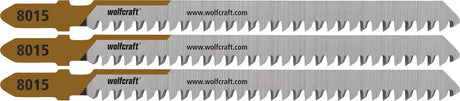 Wolfcraft - 3 lames de scie sauteuse pour panneaux d'aggloméré - 60 mm - coupe fine - lame hcs avec tige en T - 8015000