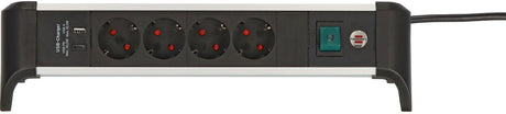 Brennerstuhl alu-office-line multiprise avec alimentation USB fonction de chargement USB 4 voies 1,8 m h05vv-f 3g1.5 - 1391040420
