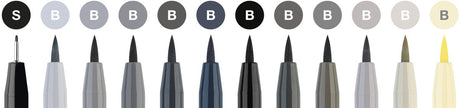 Stylo à dessin Faber-castell - stylo d'artiste Pitt - pinceau - 12 pièces - niveaux de gris - fc-267423